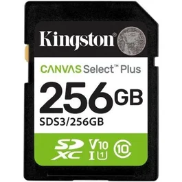Kingston CANVAS Select Plus Tarjeta de Memoria SDXC 256GB Clase 10 UHS-I V10 con Velocidad de Lectura hasta 150MB/s